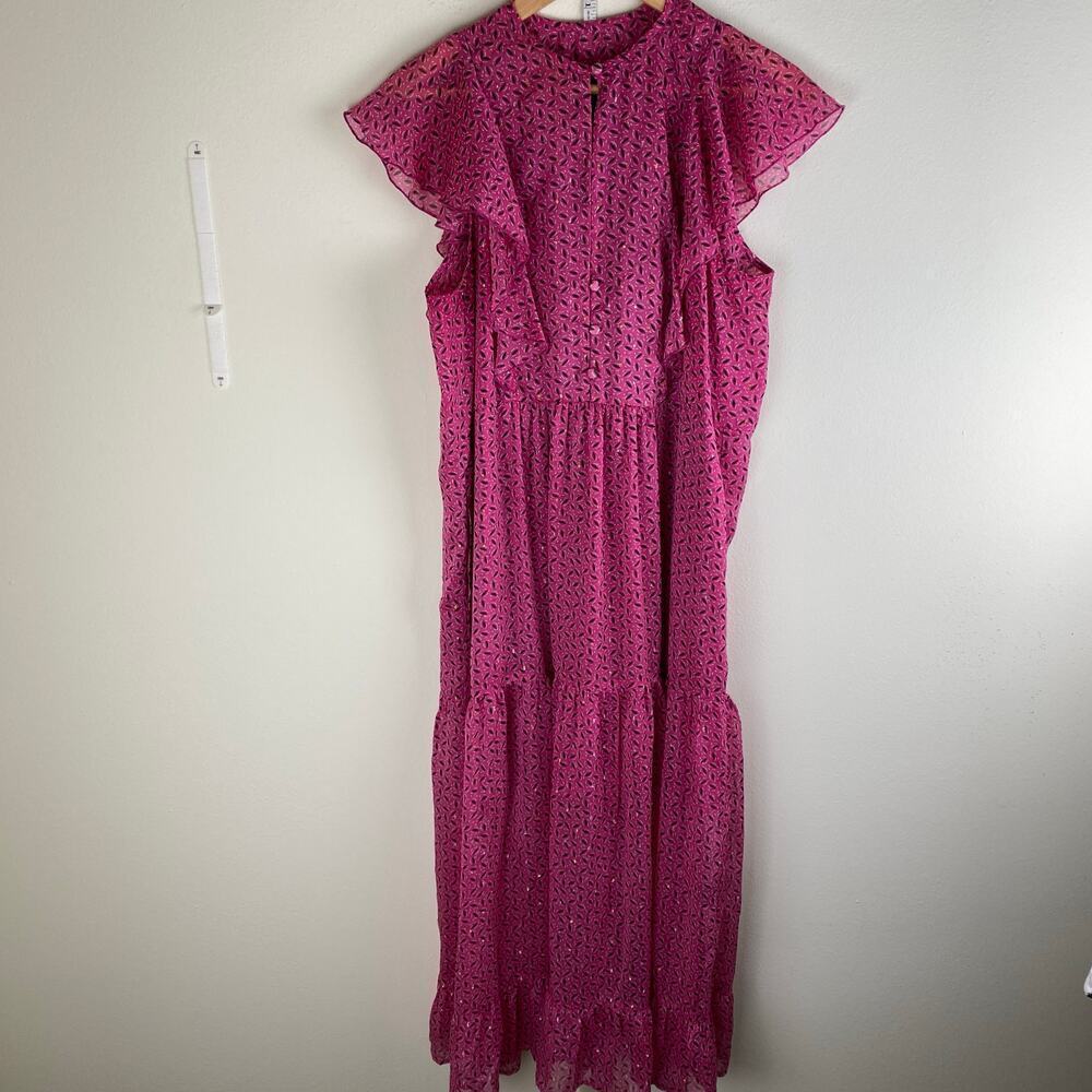 Sabina Musáyev Riviera Pink Tiered Printed Maxi Dress Size M - Picture 9 of 16